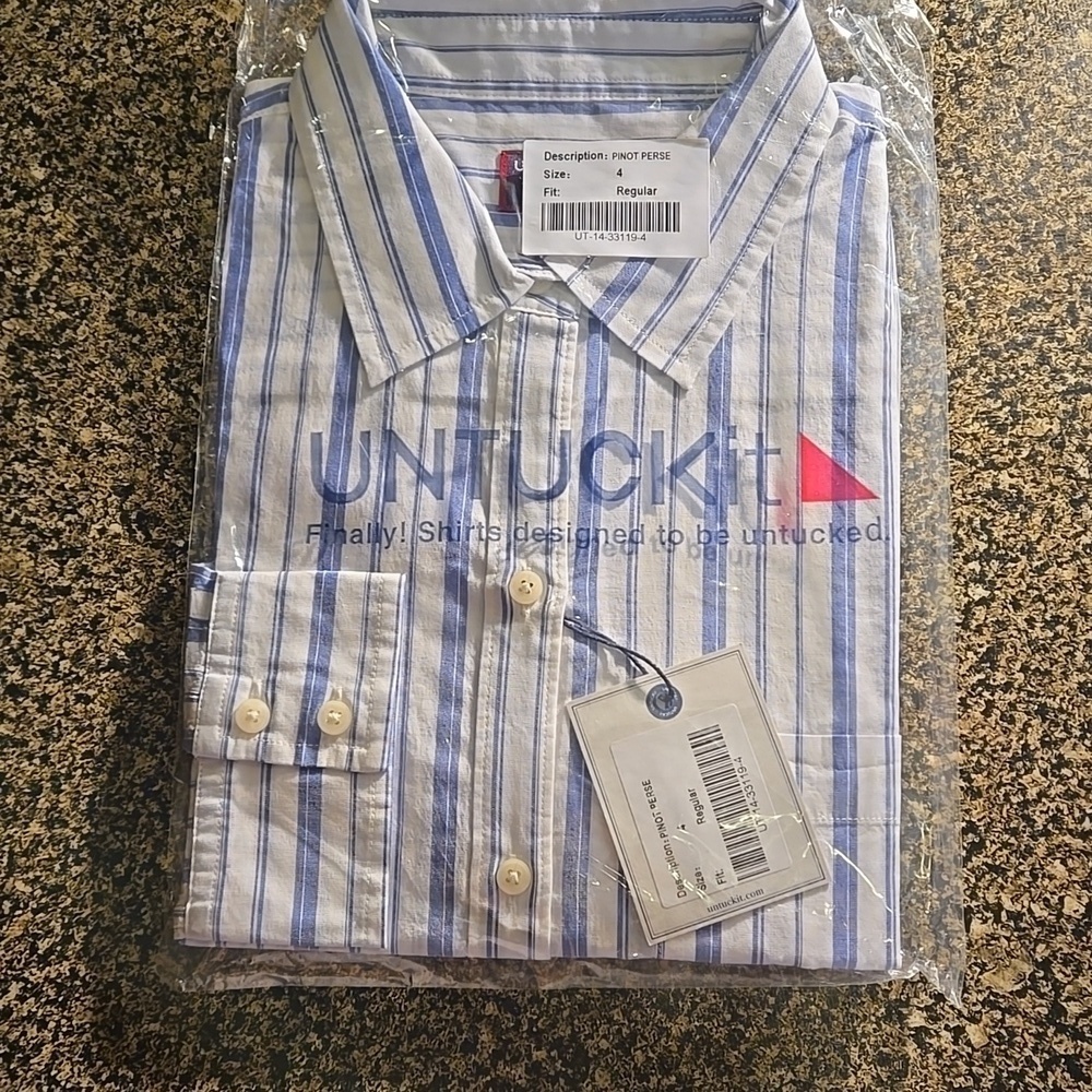 UNTUCKit Women's Pinot Perse Wide Stripe Long Sleeve Button Up Shirt Size 4 (Sm)